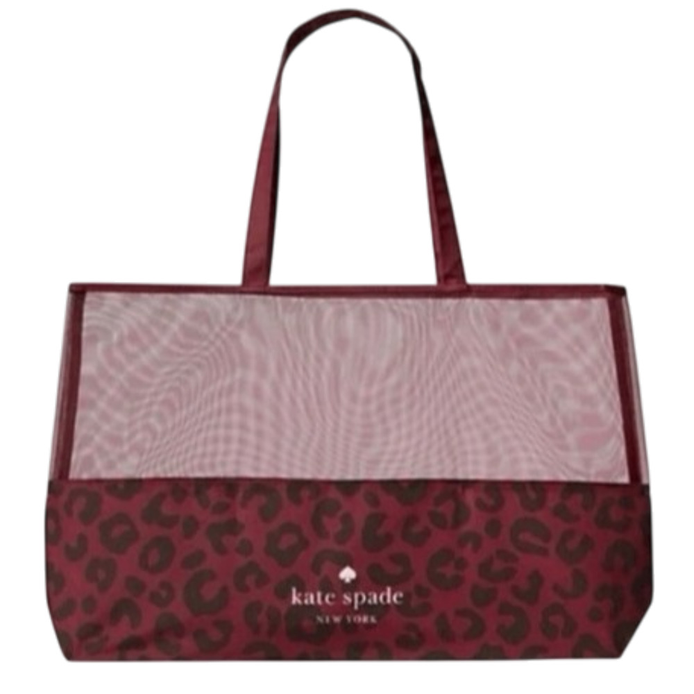 Kate Spade Extra Large Mesh Shopper Tote Bag Blackberry Preserve Leopard XL